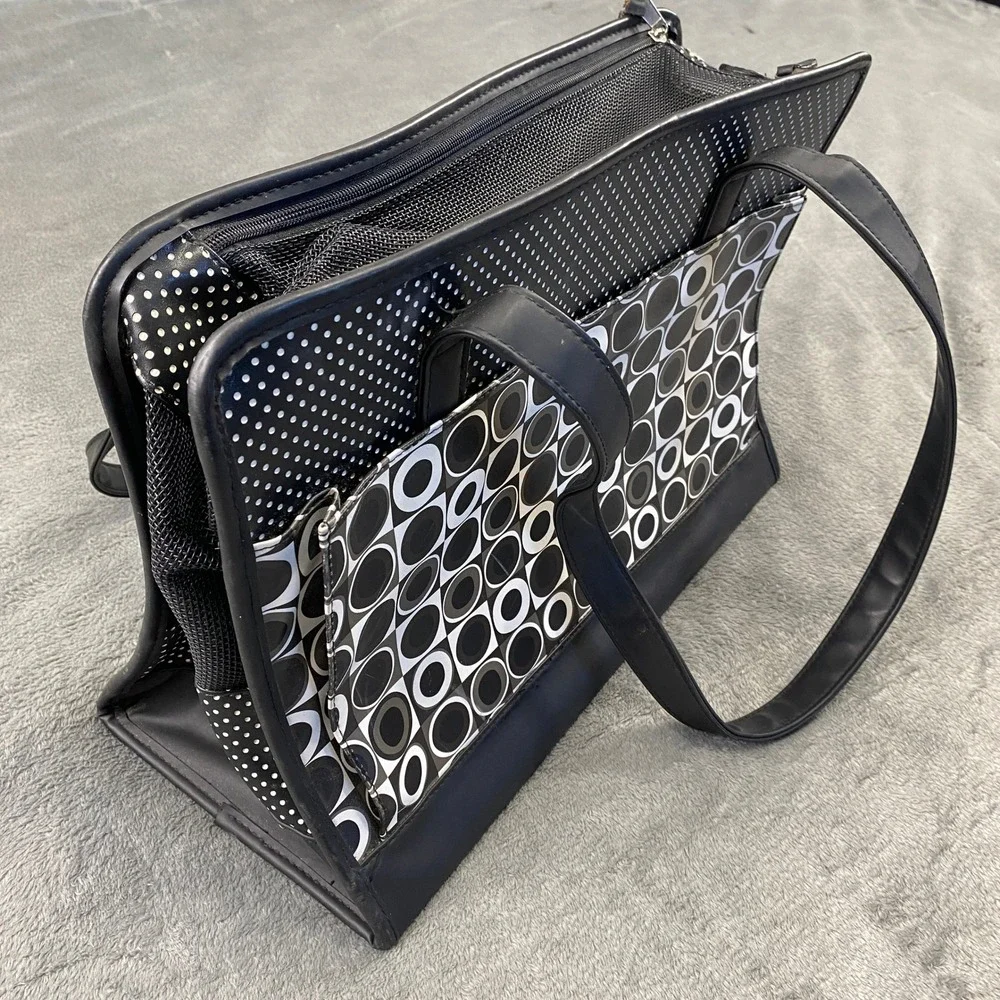 Black‎ White Geometric Circles Polka Dot Tote Bag Pet Carrier